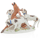 Фигурка Meissen 10 см Олениха, схваченная тремя собаками, И-ИКэндлер, 1760 г, пара к 78677