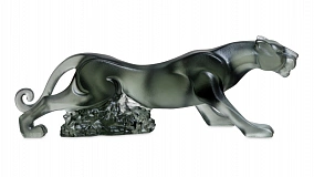 Фигурка Decor de Table Pate de Verre Cristal Леопард, хрустальное тесто, серая, п/к