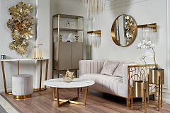 Пуф круглый велюровый светло-серый GARDA DECOR