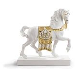 Фигурка Lladro Дворцовый конь Ре-Деко 40x42 см, фарфор, белый, золотой