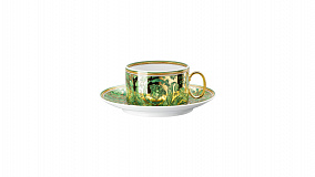 Чашка чайная с блюдцем Rosenthal Versace Медуза Диадема зеленая 200 мл