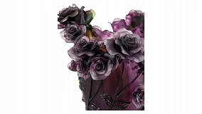 Ваза настольная Decor de Table Pate de Verre Cristal Роза 35 см, хрустальное тесто, сиреневая, п/к