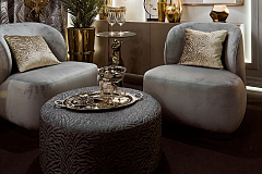Пуф круглый Murano жаккард синий GARDA DECOR
