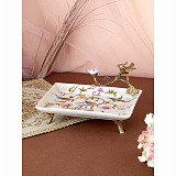 Блюдо с птичкой 22x19x11см, коллекция Фарфор с бронзой