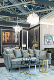Стол журнальный золотой с темным стеклом GARDA DECOR