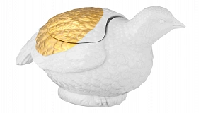 Фигурка Meissen Перепелка h10,5 см, фарфор, белая с золотистым