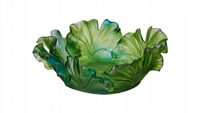 Конфетница Decor de table Гинкго 30 см, хрусталь, зеленая, п/к
