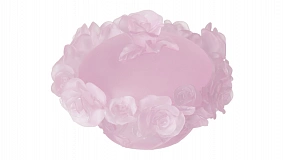 Конфетница с крышкой Decor de Table Pate de Verre Cristal Роза 17 см, хрустальное тесто