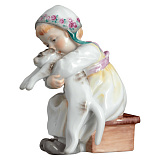 Фигурка Meissen Девочка с кошкой 12,5 см, фарфор