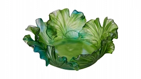 Конфетница Decor de table Гинкго 30 см, хрусталь, зеленая, п/к
