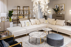 Пуф круглый Murano жаккард синий GARDA DECOR