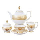 Чайный сервиз на 6 персон Alena 3D Creme Gold Constanza