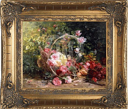 Картина "Корзина с цветами" 20*25см + багет №14